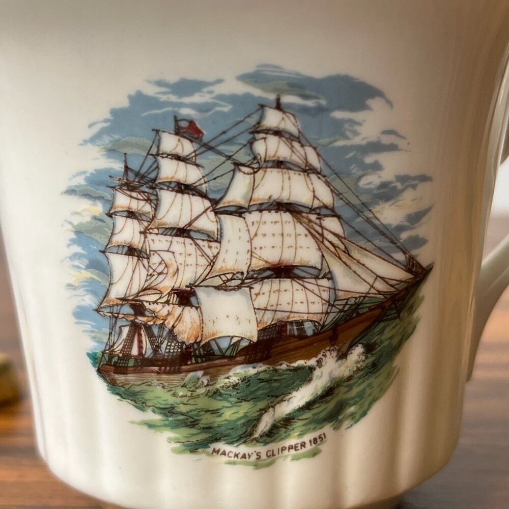Newhall English Fine Bone China Tea Cup & Saucer MacKay's Clipper 1851 Sailboat - Picture 7 of 16